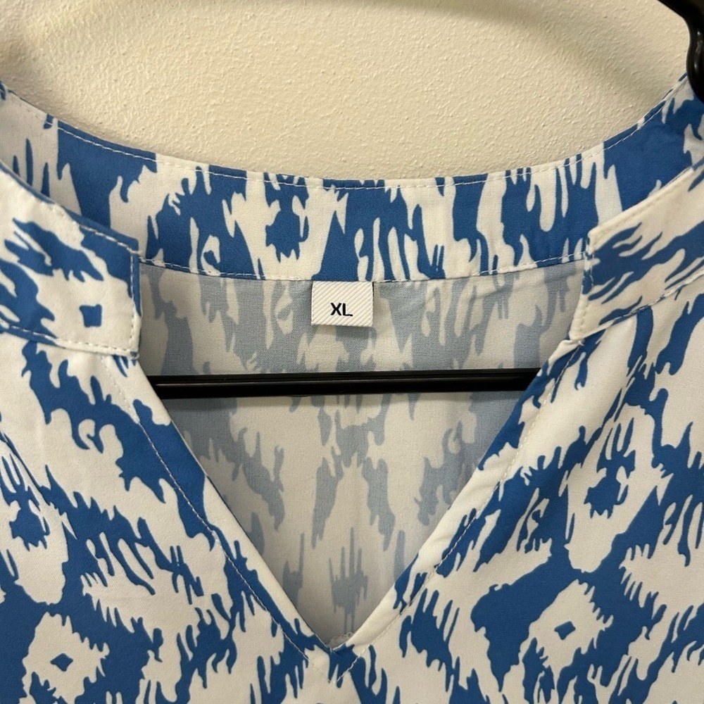 Blue and White Patterned Women's Dress - Picture 3 of 3